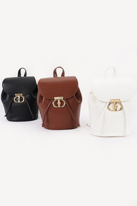Black Faux Leather Backpack