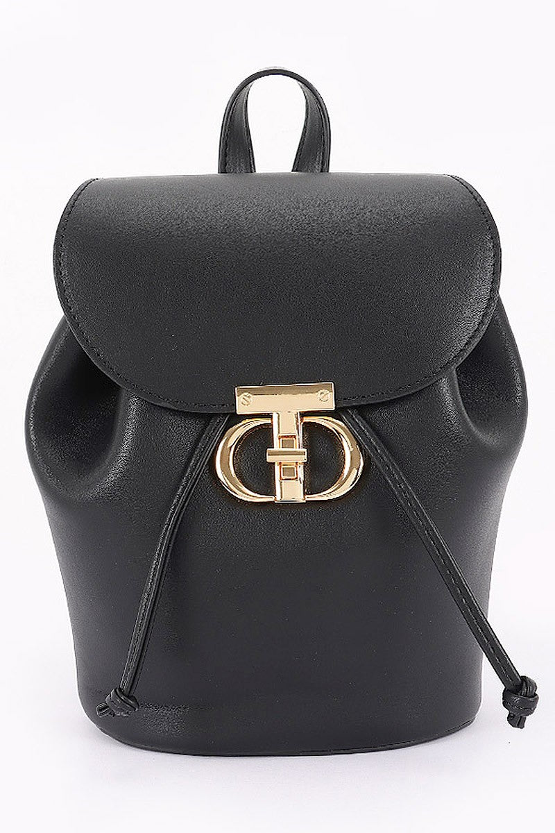 Black Faux Leather Backpack