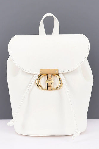 White Faux Leather Backpack