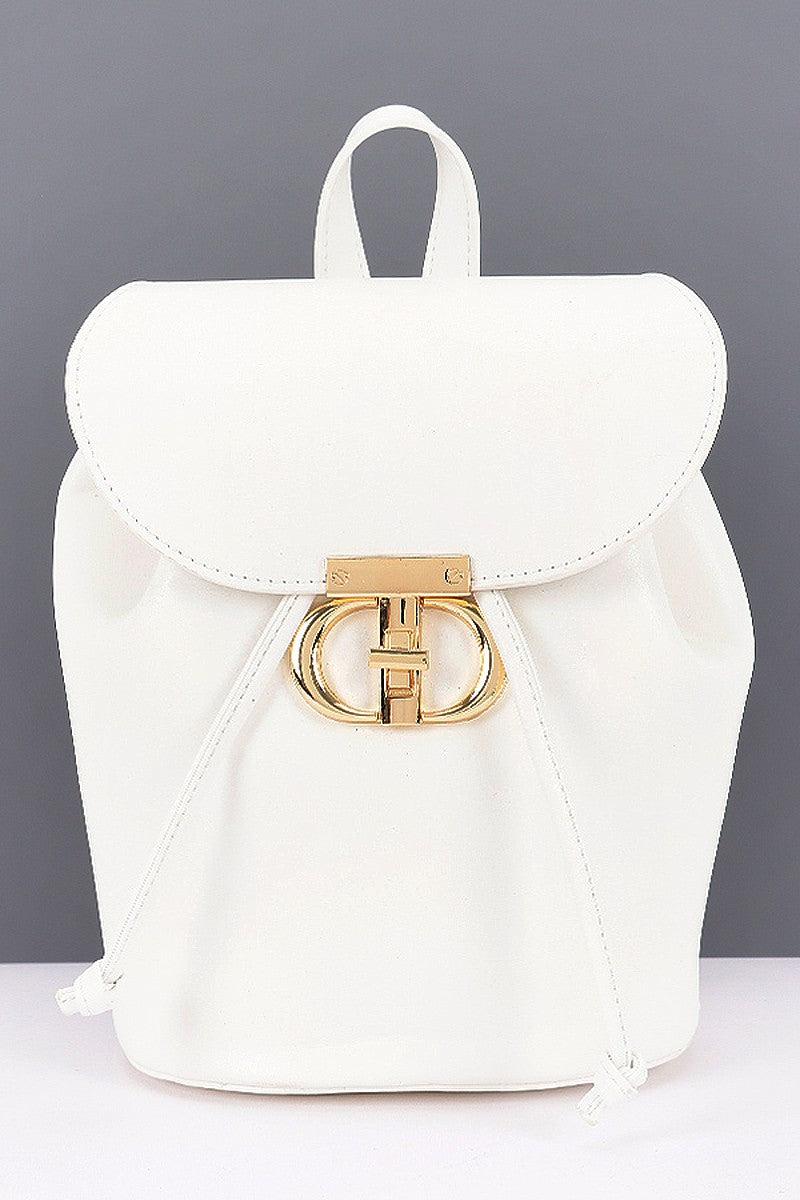White Faux Leather Backpack