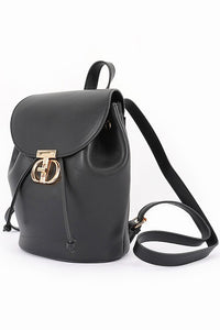 Black Faux Leather Backpack