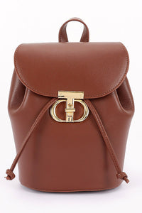Coffee Faux Leather Backpack