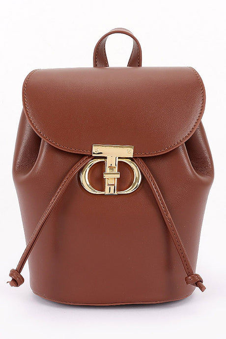 Coffee Faux Leather Backpack