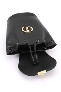 Black Faux Leather Backpack