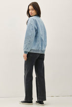 Denim Feel Bomber Jacket W/ Pockets