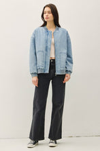 Denim Feel Bomber Jacket W/ Pockets
