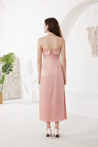 Rose Pink Strapless Maxi Dress