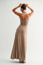 Cherry Deep Plunge Halter Maxi Dress