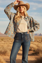 Lt Denim Twill Floral Denim Jacket