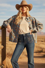 Lt Denim Twill Floral Denim Jacket