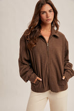 Coffee Heavy Weight Brushed Jersey Zip Jacket