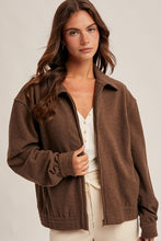 Coffee Heavy Weight Brushed Jersey Zip Jacket