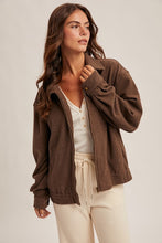 Coffee Heavy Weight Brushed Jersey Zip Jacket