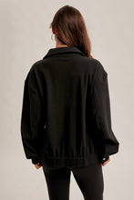 Black Heavy Weight Brushed Jersey Zip Jacket