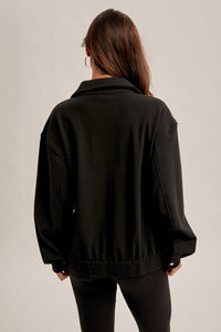 Black Heavy Weight Brushed Jersey Zip Jacket