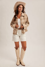 Taupe Plaid Button Down Jacket