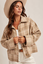 Taupe Plaid Button Down Jacket