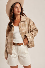 Taupe Plaid Button Down Jacket