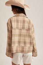 Taupe Plaid Button Down Jacket