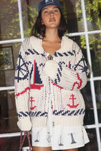 Cream Sailboat Knit Cardigan
