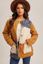 Navy Bandana Print Cont Color Block Fleece Lined Jacket