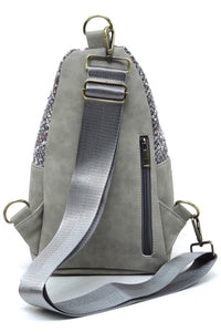 Grey Tweed Sling Bag Backpack