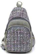 Grey Tweed Sling Bag Backpack