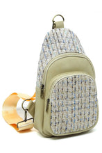 Beige Tweed Sling Bag Backpack