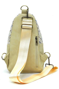 Beige Tweed Sling Bag Backpack