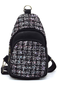 Black Tweed Sling Bag Backpack
