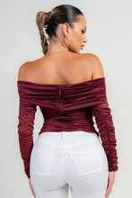 Port Long Sleeve The Shoulder Ruched Mesh Top