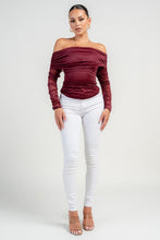 Port Long Sleeve The Shoulder Ruched Mesh Top