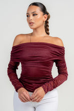 Port Long Sleeve The Shoulder Ruched Mesh Top