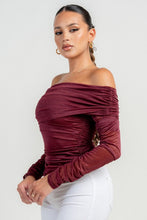 Port Long Sleeve The Shoulder Ruched Mesh Top