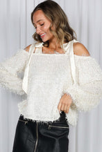 Cream Satin Shoulder Strap Faux Feather Fur Top
