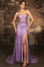 Lilac Sleeveless V Neckline Glitter Print Sheath Dress