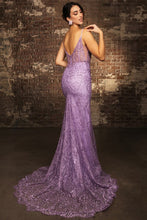 Lilac Sleeveless V Neckline Glitter Print Sheath Dress