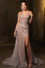 Silver/Nude Sleeveless V Neckline Glitter Print Sheath Dress