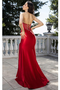 Red Modern Sweetheart Jewel Neck Satin Dress