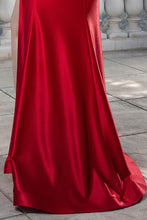 Red Modern Sweetheart Jewel Neck Satin Dress