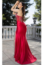 Red Sleeveless/strapless Jewel Detail Satin Dress