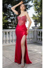 Red Sleeveless/strapless Jewel Detail Satin Dress
