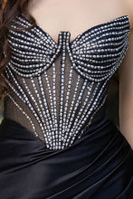 Black Sleeveless/strapless Jewel Detail Satin Dress