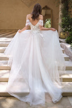 Off White One-Shoulder Lace Embroidered Wedding Dress