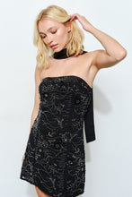 Black Arden Bead Mini Dress - Scarf, Strapless