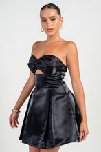 Black Strapless Strappy Detailed A-line Mini Dress