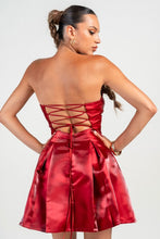 Dk Scarlet Strapless Strappy Detailed A-line Mini Dress