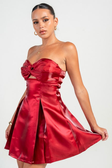 Dk Scarlet Strapless Strappy Detailed A-line Mini Dress