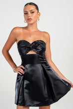 Black Strapless Strappy Detailed A-line Mini Dress