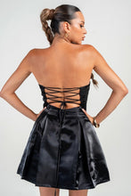 Black Strapless Strappy Detailed A-line Mini Dress
